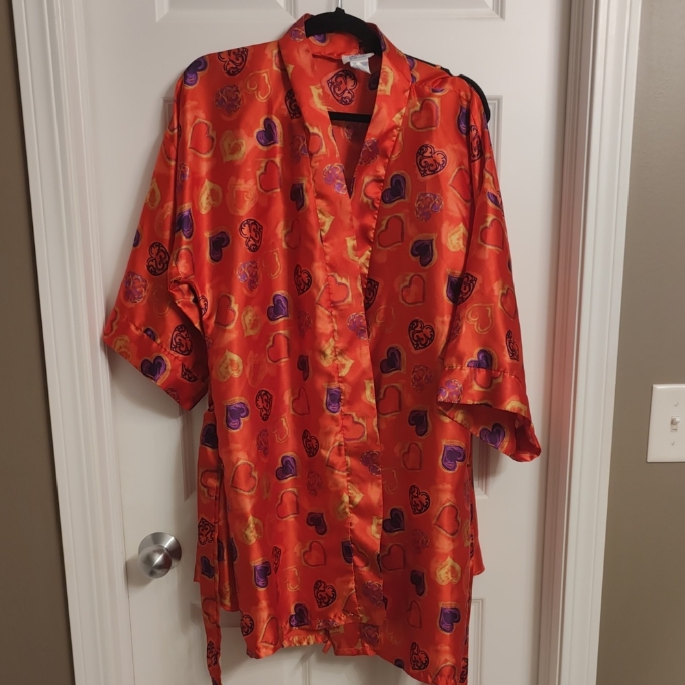 Vintage Gabrielle Intimates Red Heart Robe And Slip
